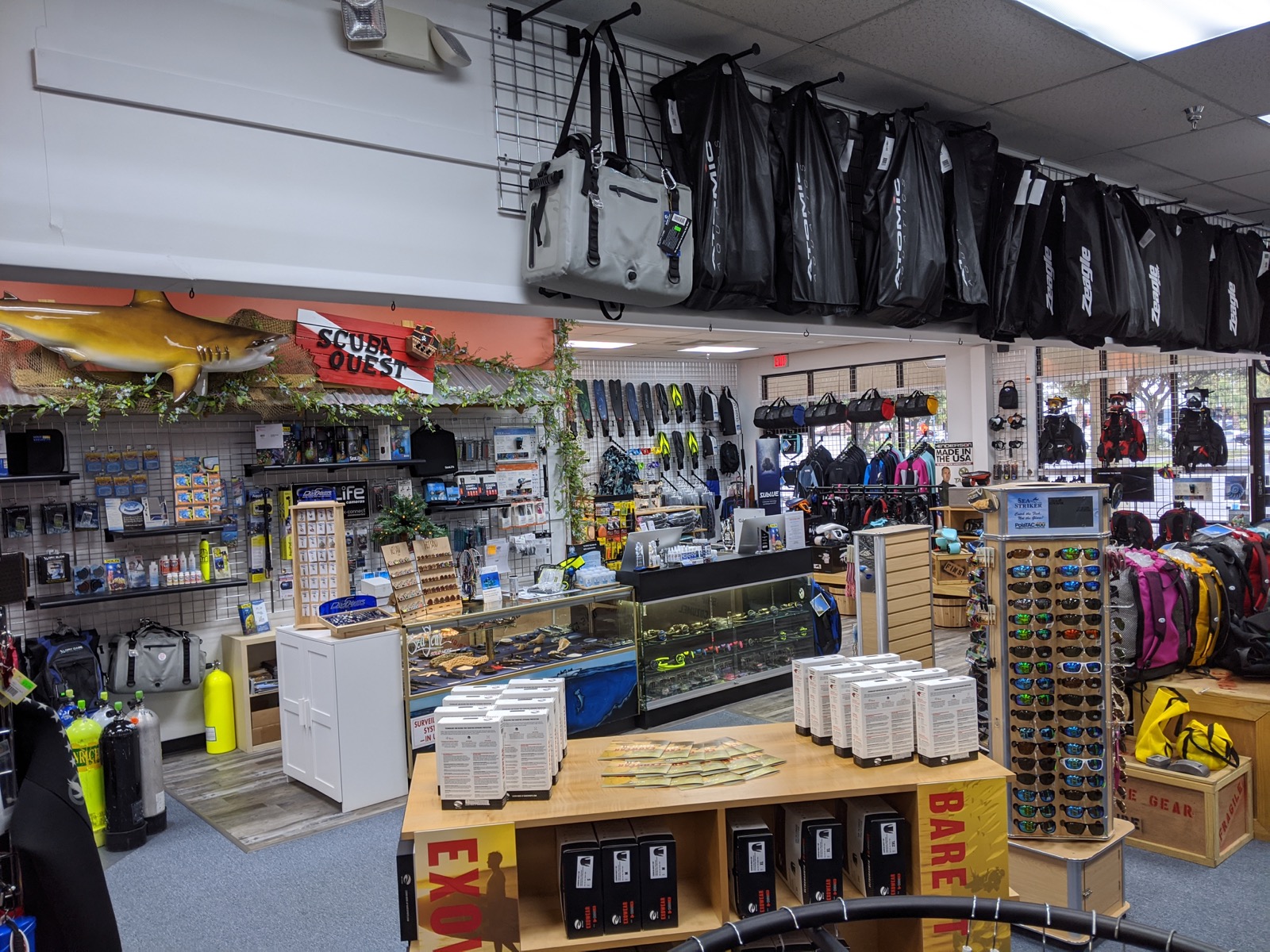 Inside the scuba shop service area